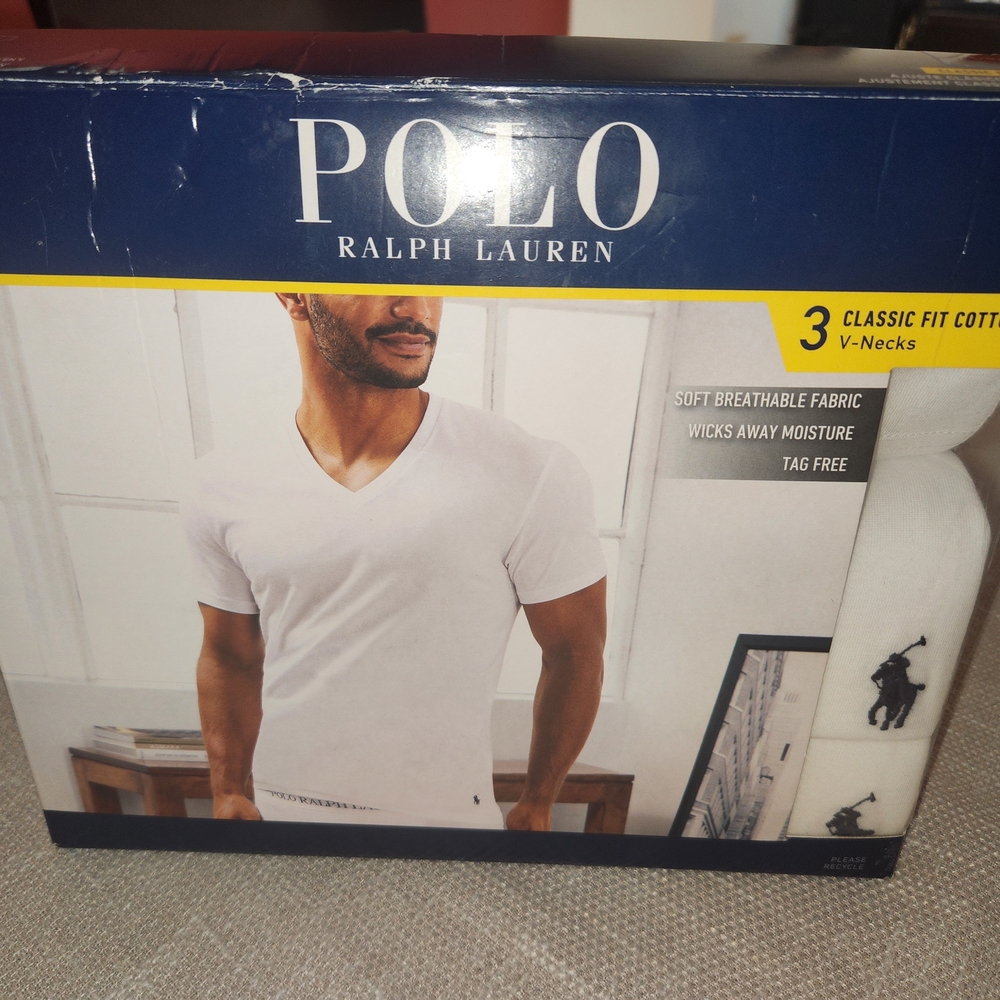 Polo by Ralph Lauren Men's White V-Neck Tee Pack